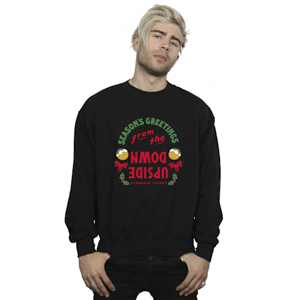 Netflix Mens Stranger Things Upside Down Seasons Greetings Sweatshirt Black XL