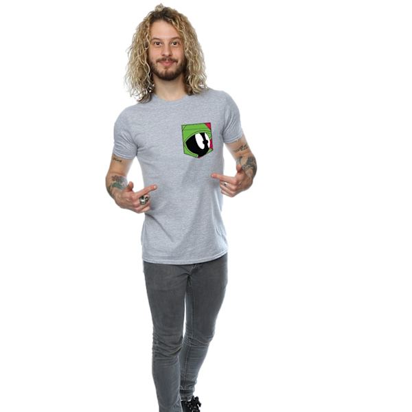 Looney Tunes Herr Marvin The Martian Ansikte Faux Pocket T-Shirt 3 Sports Grey 3XL