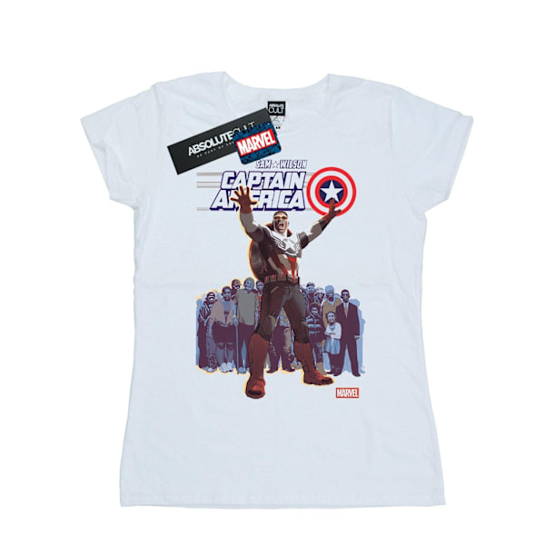 Marvel Dam/Kvinnor Captain America Sam Wilson Cover Bomull T-Shirt White M