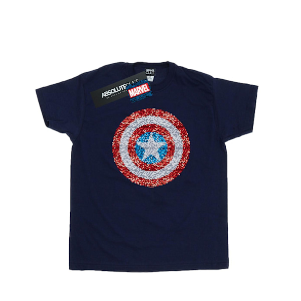 Marvel Dam/Damer Captain America Pixelated Shield Bomull Boyfriend T-Shirt XXL Marinblå Navy Blue XXL