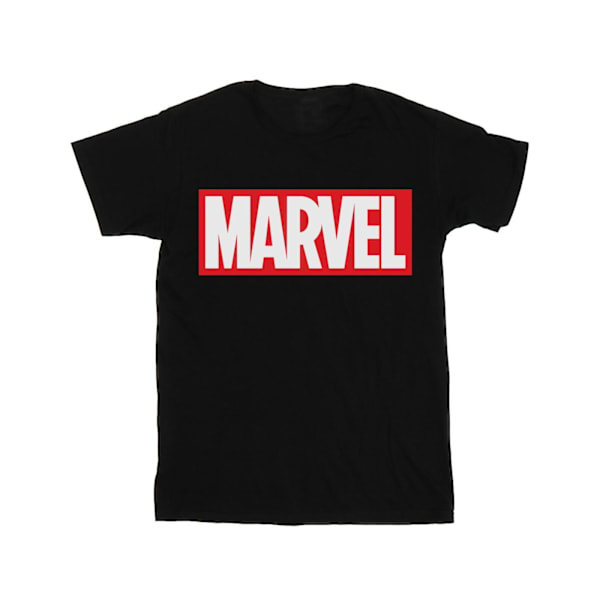 Marvel Comics Dam/Damer Klassisk Logotyp Bomull Pojkvän T-shirt Black 4XL