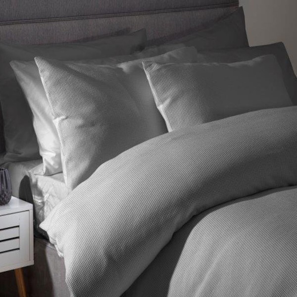 Belledorm Waffle Weave Bomullsduvet Set Superking Grå Grey Superking