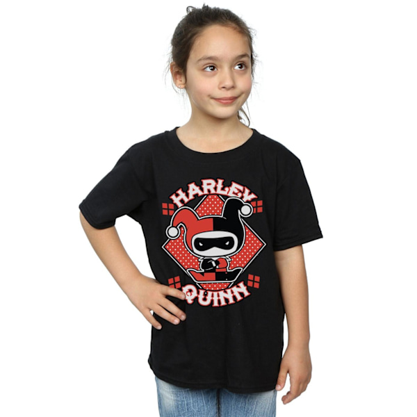 Harley Quinn Girls Chibi Bomull T-shirt 7-8 år Svart Black 7-8 Years
