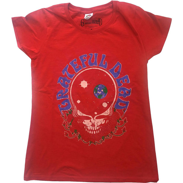 Grateful Dead Womens/Ladies Space Cotton Logo T-shirt L Röd Red L