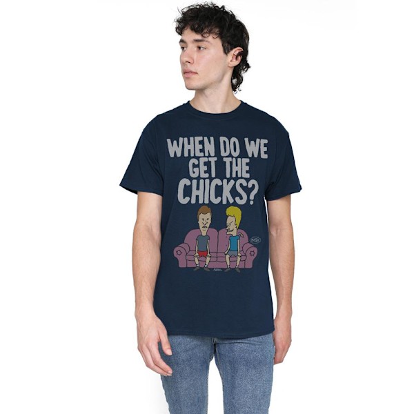 Beavis & Butthead Herr När Får Vi Brudarna? T-Shirt 3XL M Navy 3XL