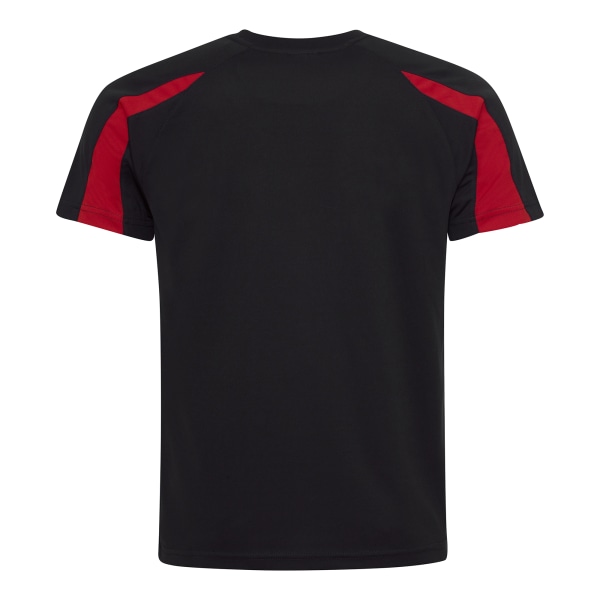 Just Cool Mens Contrast Cool Sports Plain T-Shirt S Jet Black/F Jet Black/Fire Red S