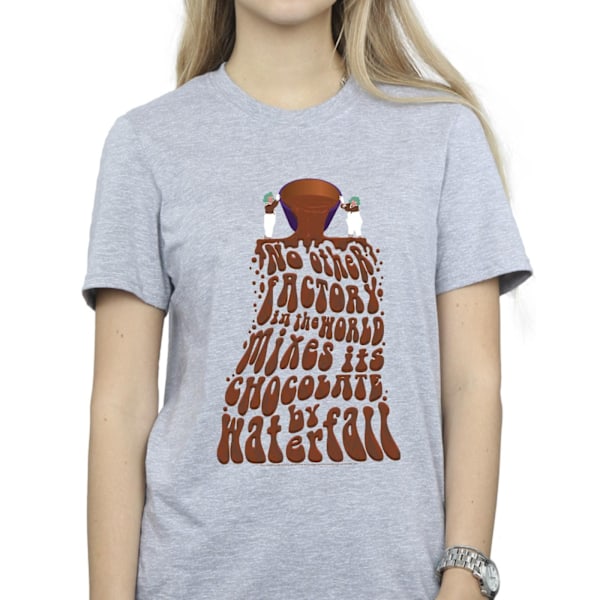 Willy Wonka Dam/Damer Choklad Vattenfall Bomull Pojkvän Sports Grey 3XL
