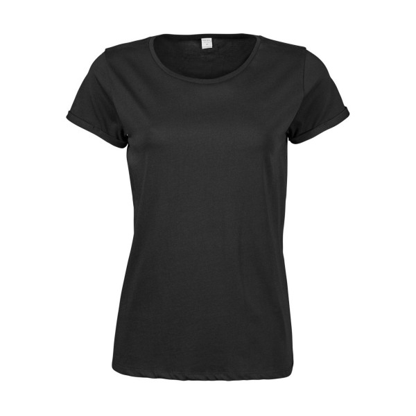Tee Jays Dam/Dam Roll Sleeve bomull T-shirt M Svart Black M