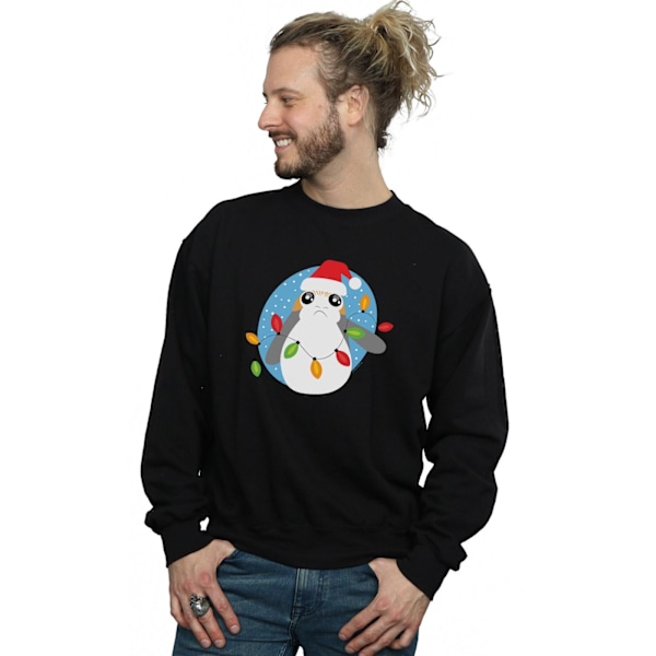 Star Wars Mens The Last Jedi Porg Julbelysning Sweatshirt X Black XL