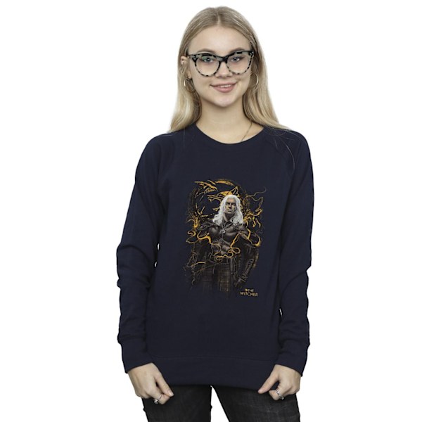 Netflix Dam/Damer The Witcher Smoking Wolf Sweatshirt S Marinblå Navy Blue S