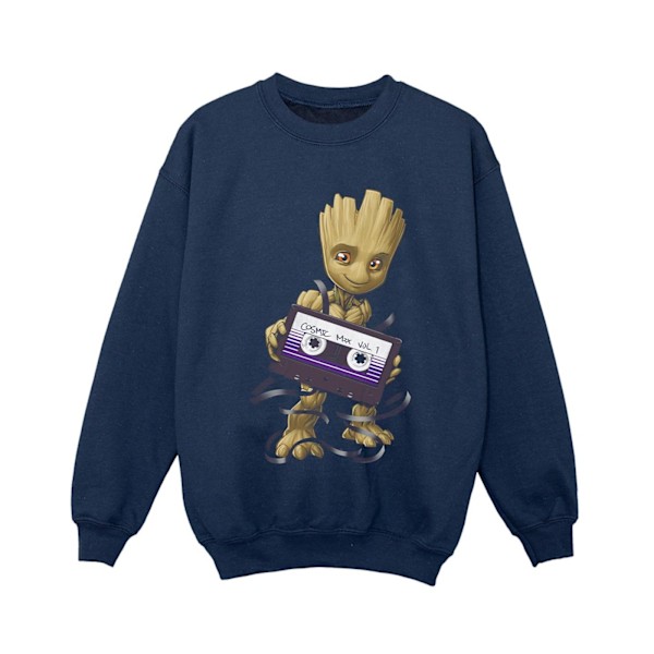 Marvel Boys Guardians Of The Galaxy Groot Cosmic Tape Sweatshirt Navy Blue 7-8 Years