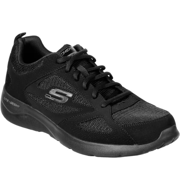 Skechers Herr Dynamight 2.0 Action Läder Memory Foam Snörskor Black 12 UK