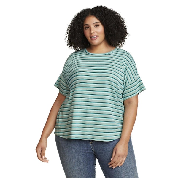 Eddie Bauer Womens/Ladies Favorite Stripe Drop Shoulder Short-S Dragonfly XXL