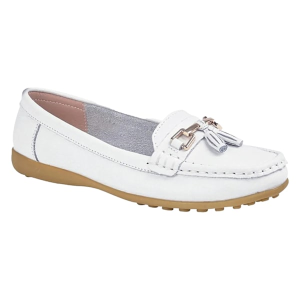Boulevard Dam/Dam Action Läder Saddle Loafers 3 UK Vit White 3 UK