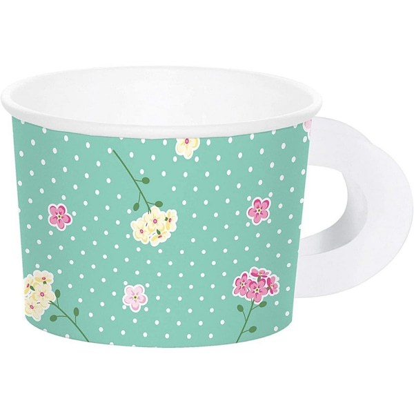 Creative Party Floral Tea Party Treat Cup (Förpackning om 8) En Storlek White/Green/Pink One Size