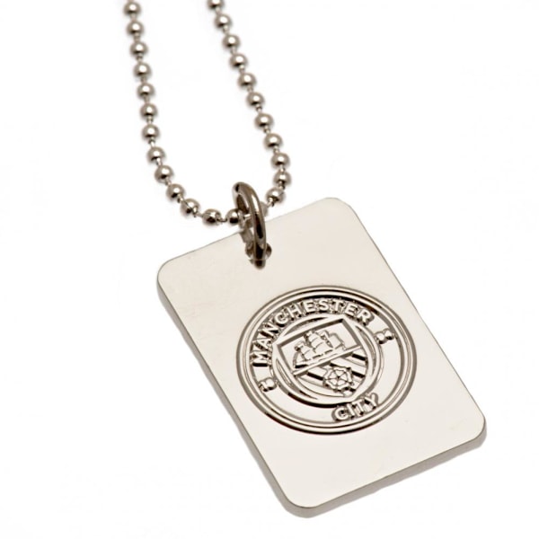 Manchester City FC Silver Plated Hundbricka Och Kedja One Size Sil Silver One Size