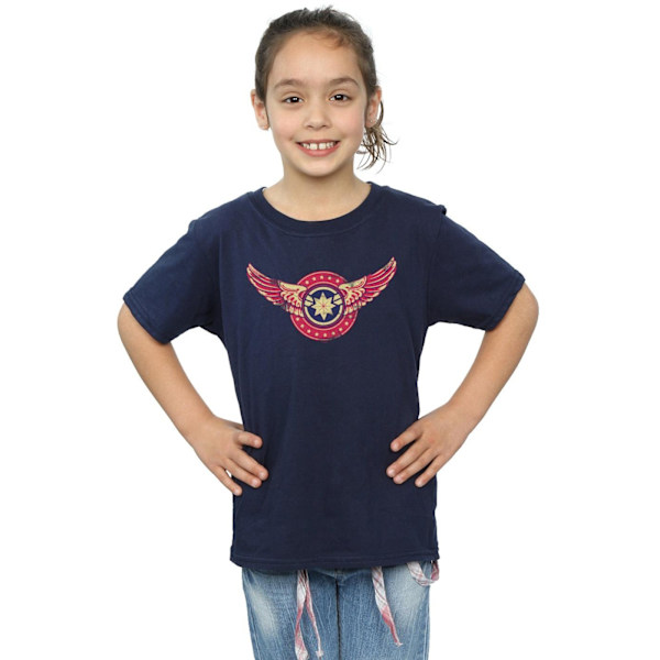 Marvel Girls Captain Marvel Wings Patch Bomull T-shirt 5-6 år Navy Blue 5-6 Years