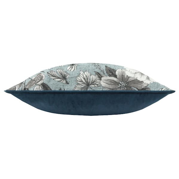 Wylder Harlington Botany Piped Velvet Blommig Kuddfodral 50cm Petrol 50cm x 50cm