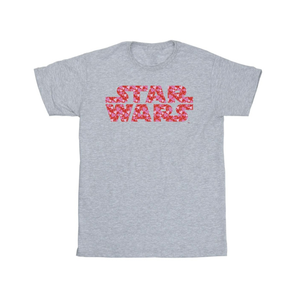 Star Wars T-shirt i bomull med hjärta-logotyp för flickor, 5-6 år, sportgrå Sports Grey 5-6 Years