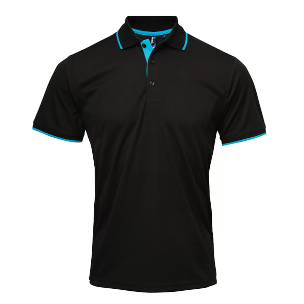 Premier Herr Coolchecker Contrast Pique Polo Shirt 3XL Svart/Tu Black/Turquoise 3XL