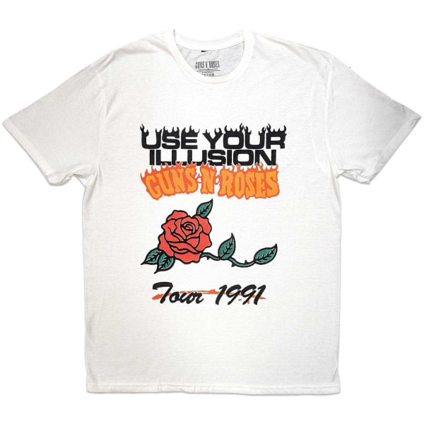 Guns N Roses Unisex Adult Use Your Illusion Tour 1991 Cotton T- White S