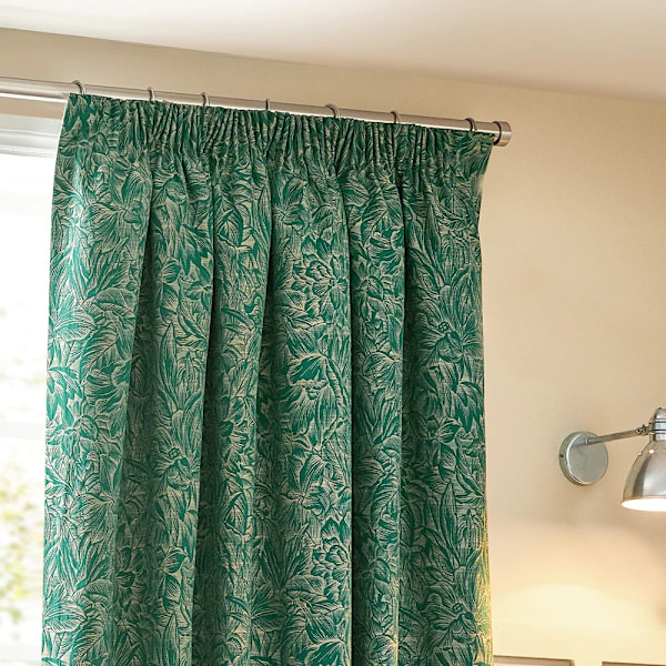 Wylder Nature Grantley Jacquard Pencil Pleat Gardiner 228cm x 2 Emerald 228cm x 228cm
