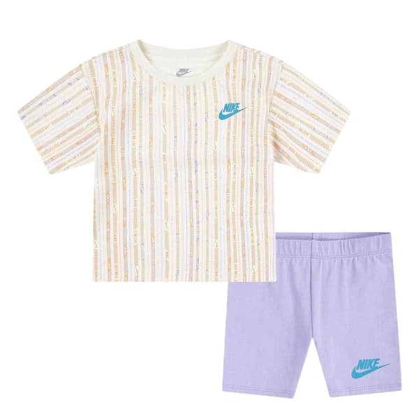 Nike Flickor Camper Randig T-shirt & Shorts Set 6-7 År Hydran Hydrangea 6-7 Years