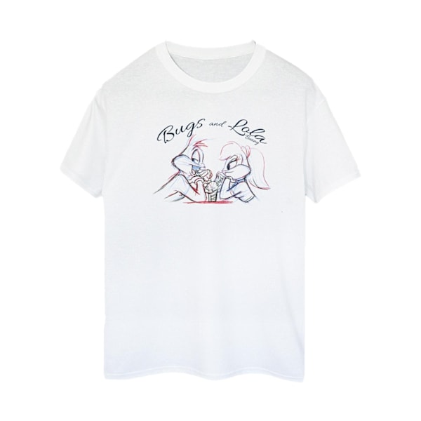 Looney Tunes Dam/Damer Bugs Och Lola Skiss Bomull Pojkvän White XL