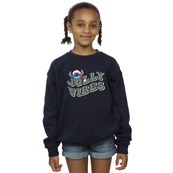 Disney Girls Lilo & Stitch Jolly Chilling Vibes Sweatshirt 12-1 Navy Blue 12-13 Years