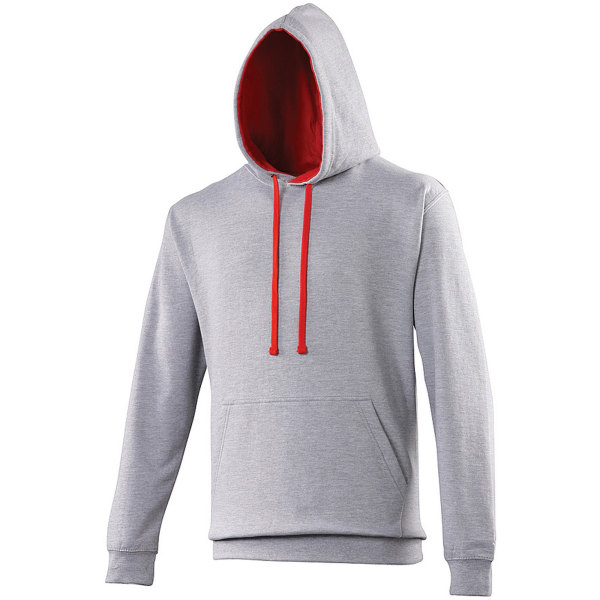 Awdis Varsity Hooded Sweatshirt / Hoodie XL Heather Grey / Fire Heather Grey / Fire Red XL