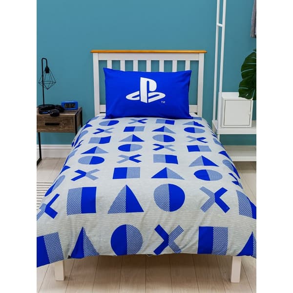Playstation Layer Rotary Marl Påslakanset Dubbel Blå/Vit Blue/White Double