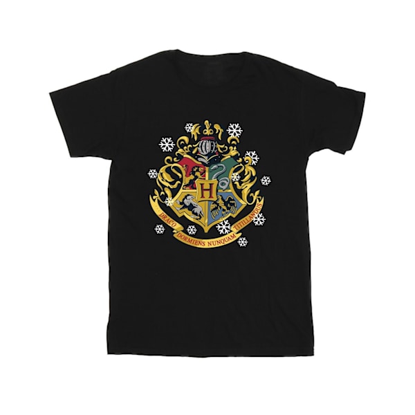 Harry Potter Pojkar Jul Crest T-shirt 7-8 år Svart Black 7-8 Years