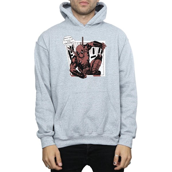 Marvel Deadpool Breaktime Tacos Hoodie XL Sports Grey för män Sports Grey XL