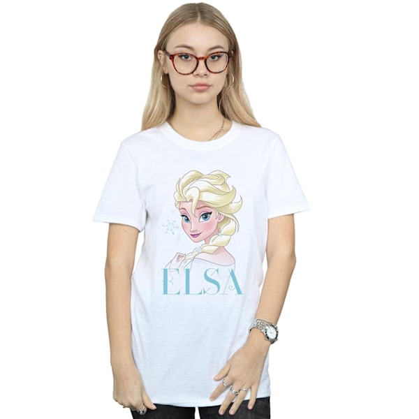 Disney Dam/Kvinnor Frozen Elsa Snöflinga Porträtt Bomull Pojkvän White M