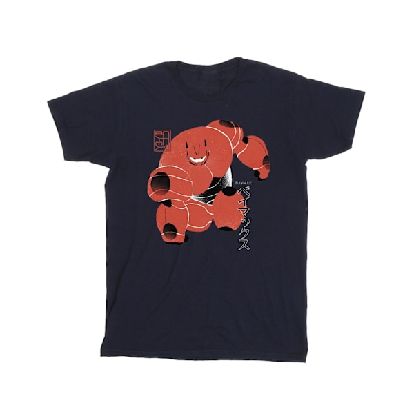 Disney Girls Big Hero 6 Baymax Suite Pose Bomull T-shirt 3-4 år Navy Blue 3-4 Years