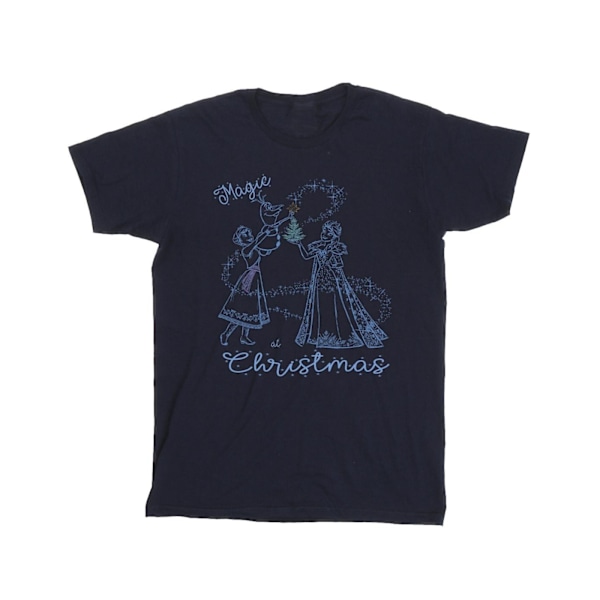 Disney Girls Frozen Magic Christmas Bomull T-shirt 7-8 år Marinblå Navy Blue 7-8 Years