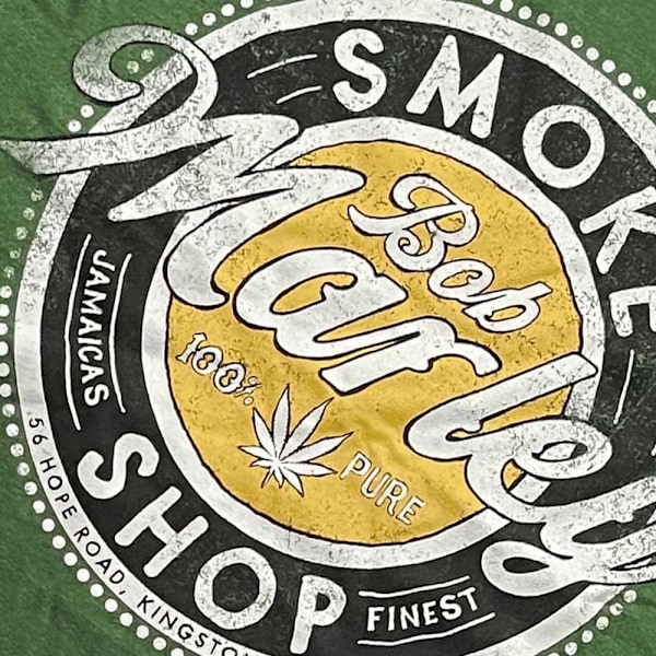 Bob Marley Unisex Adult Smoke Shop Bomull T-Shirt XL Grön Green XL