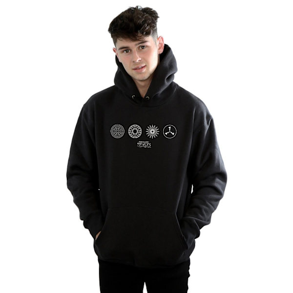 Fantastiska vidunder Mäns cirkulära ikoner Hoodie L Svart Black L
