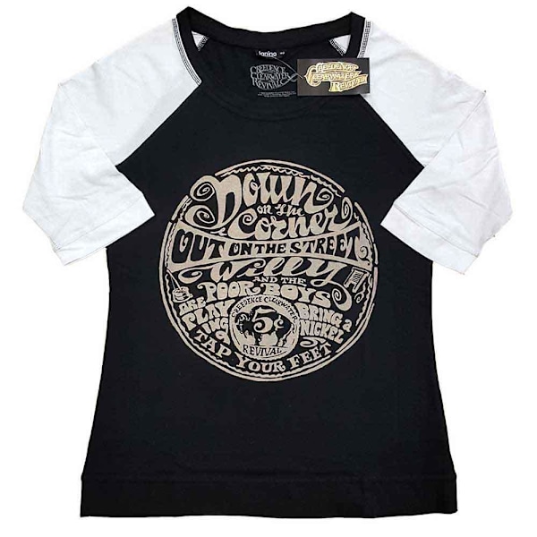 Creedence Clearwater Revival Dam/Damer Down On The Corner Raglan T-Shirt Black/White 4XL