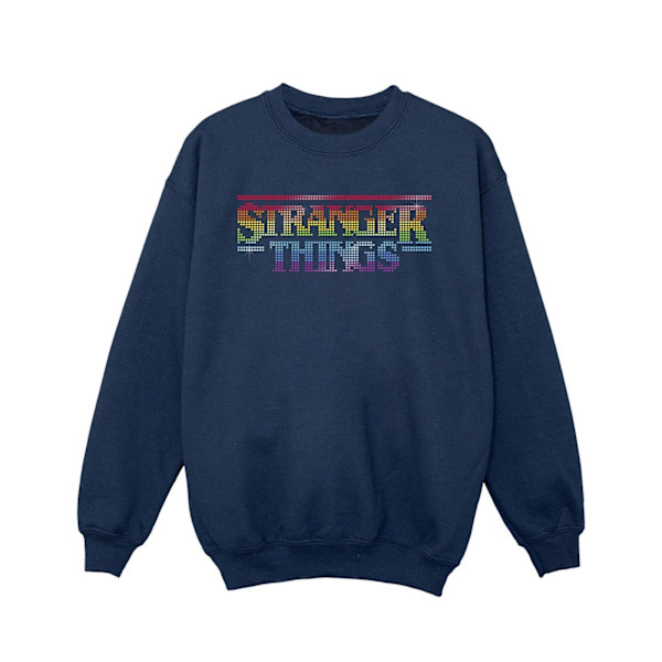 Netflix Girls Stranger Things Rainbow Dot Logo Sweatshirt 7-8 år Navy Blue 7-8 Years