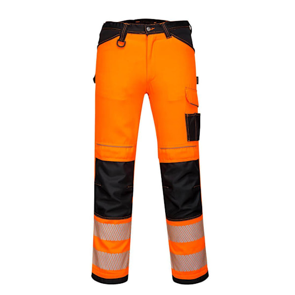 Portwest Herr PW3 Hi-Vis Lättvikts Stretch Säkerhetsarbetsbyxor Orange/Black 33R