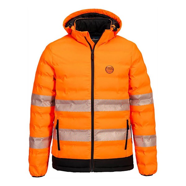 Portwest Herr Hi-Vis Tunnel Ultraljudsvärmd Vadderad Jacka L O Orange/Black L