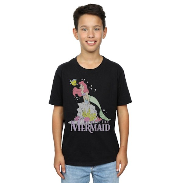 Disney Boys The Little Mermaid Faded Nostalgia T-Shirt 9-11 År Black 9-11 Years