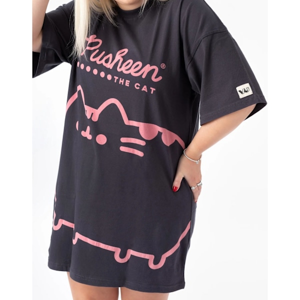 Pusheen Oversize T-shirtklänning för damer M Charcoal Grey/P Charcoal Grey/Pink M