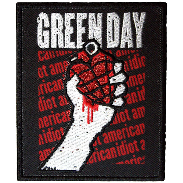 Green Day American Idiot Vävd Text Repeterande Stryk-på-lapp One Si Black/White/Red One Size