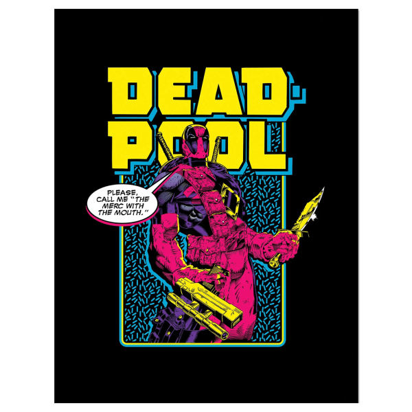 Deadpool 80-talsstil inramad affisch 40cm x 30cm Flerfärgad Multicoloured 40cm x 30cm