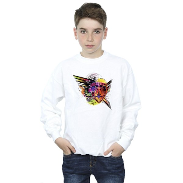 Marvel Boys Guardians Of The Galaxy Abstract Shield Chest Sweat White 3-4 Years