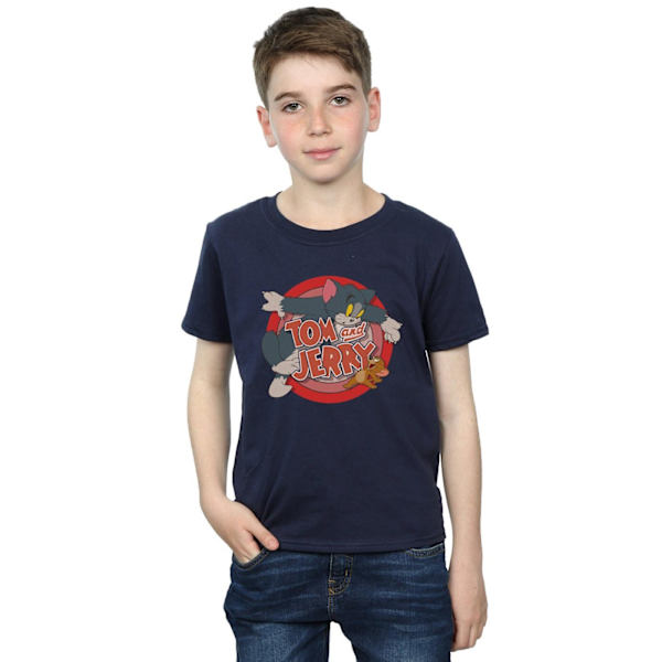Tom och Jerry Pojkar Klassisk Catch Bomull T-shirt 7-8 År Marinblå Navy Blue 7-8 Years