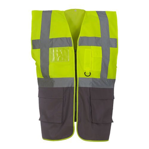 Yoko Hi-Vis Premium Executive/Manager Väst / Jacka 2XL Hi Hi Vis Yellow/Grey 2XL
