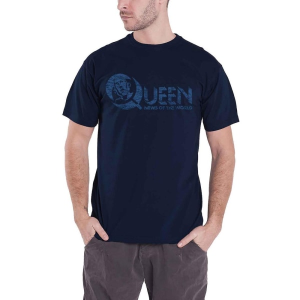 Queen Unisex Adult News Of The World Tillbaka Print Logotyp T-shirt L Navy Blue L